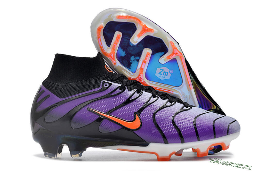 Men's Nike Air Zoom Mercurial Superfly 9 Elite FG Firm Ground High-Tops Football Boots - Purple/Black/Orange/Gold 2