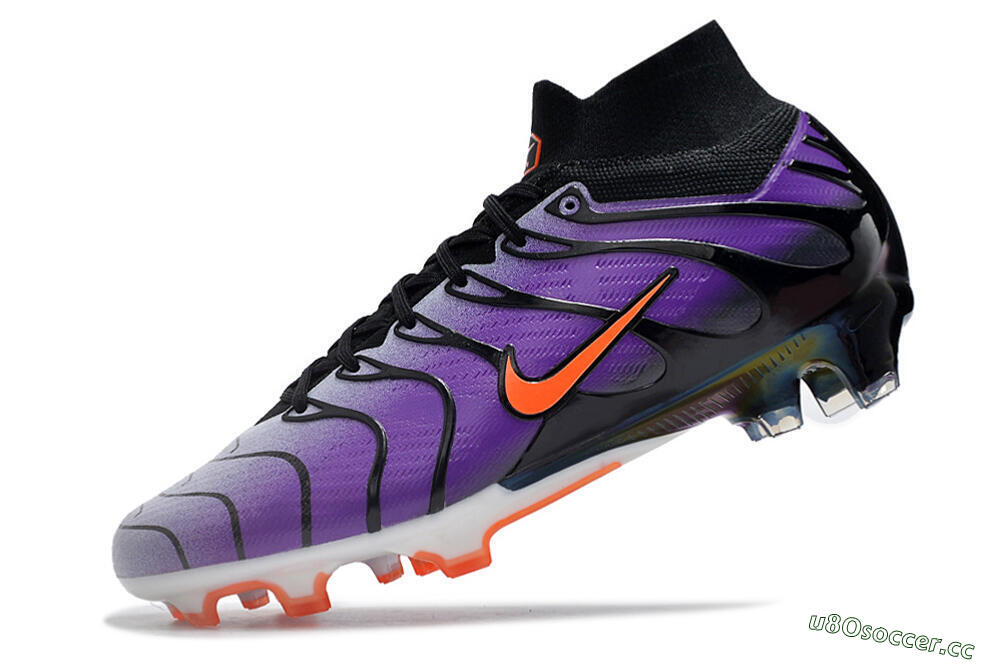 Men's Nike Air Zoom Mercurial Superfly 9 Elite FG Firm Ground High-Tops Football Boots - Purple/Black/Orange/Gold 5