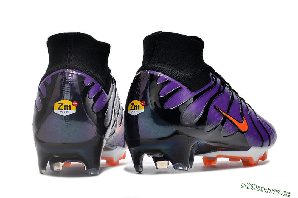Men's Nike Air Zoom Mercurial Superfly 9 Elite FG Firm Ground High-Tops Football Boots - Purple/Black/Orange/Gold 6