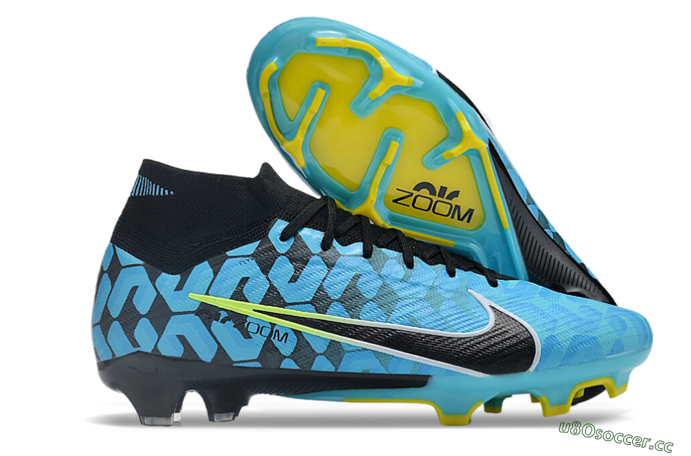 Unisex Nike Air Zoom Mercurial Superfly 9 Elite FG Firm Ground High-Tops Football Boots - Blue/Black/White/Green 2
