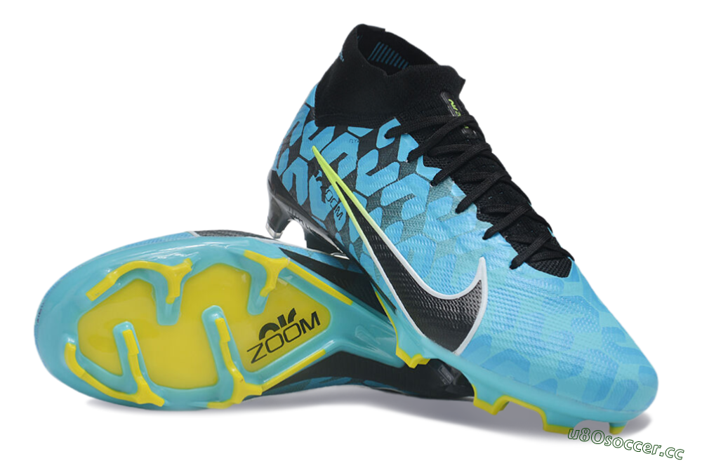 Unisex Nike Air Zoom Mercurial Superfly 9 Elite FG Firm Ground High-Tops Football Boots - Blue/Black/White/Green 3