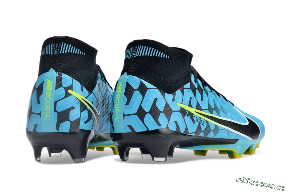 Unisex Nike Air Zoom Mercurial Superfly 9 Elite FG Firm Ground High-Tops Football Boots - Blue/Black/White/Green 6