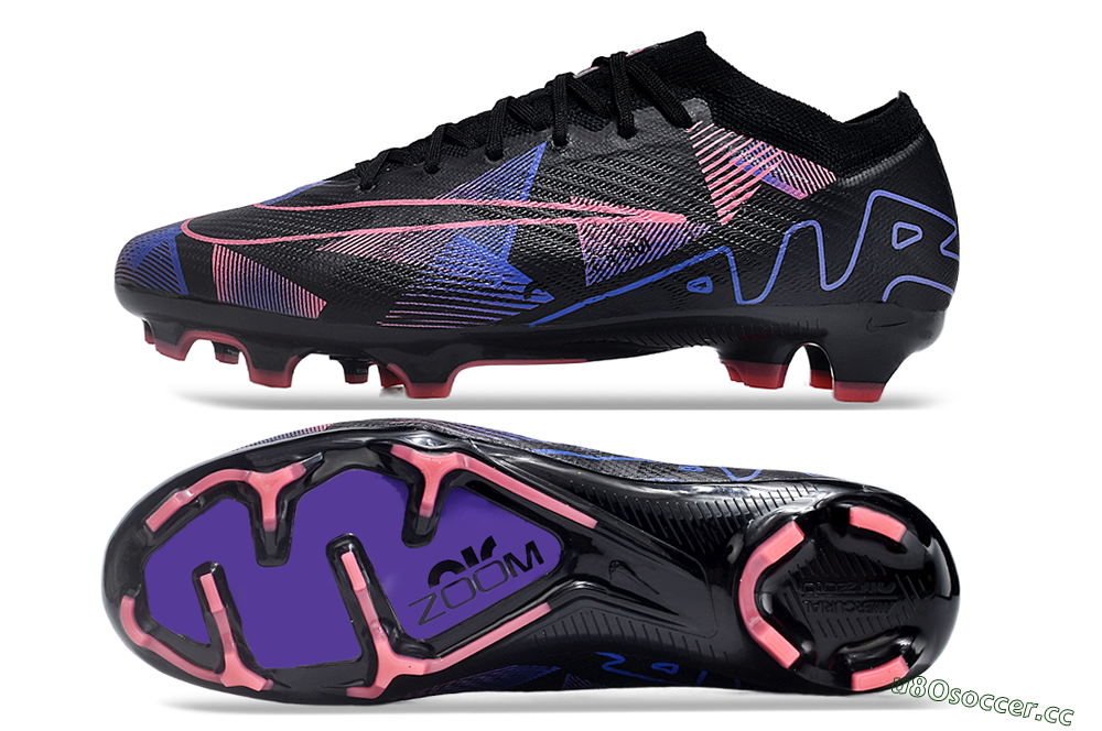 Unisex Nike Air Zoom Mercurial Vapor 15 Elite FG Firm Ground Low-Tops Football Boots - Black/Purple/Pink 1