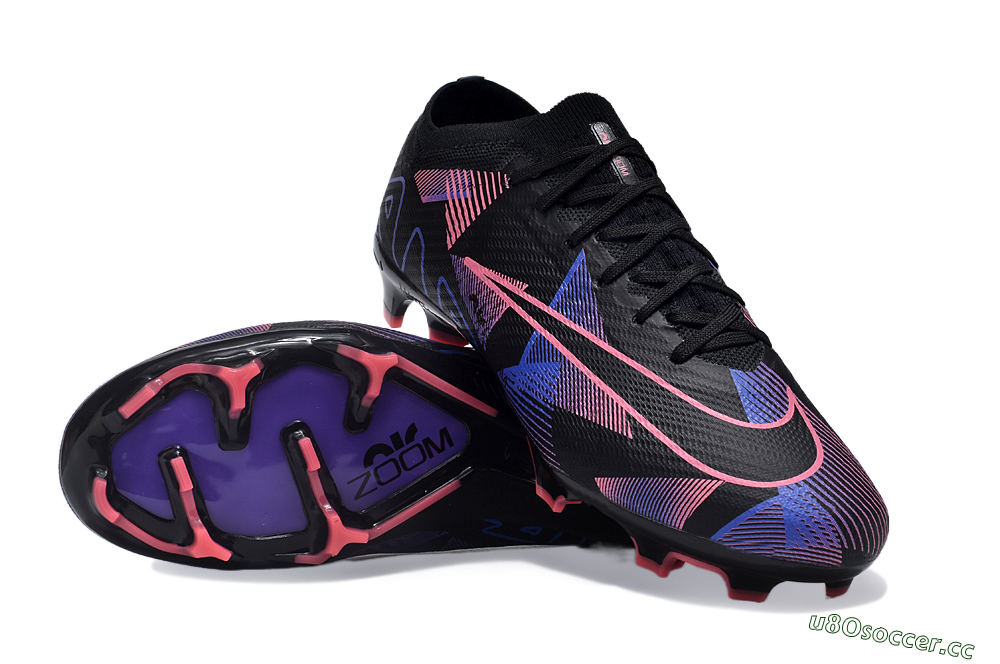 Unisex Nike Air Zoom Mercurial Vapor 15 Elite FG Firm Ground Low-Tops Football Boots - Black/Purple/Pink 3