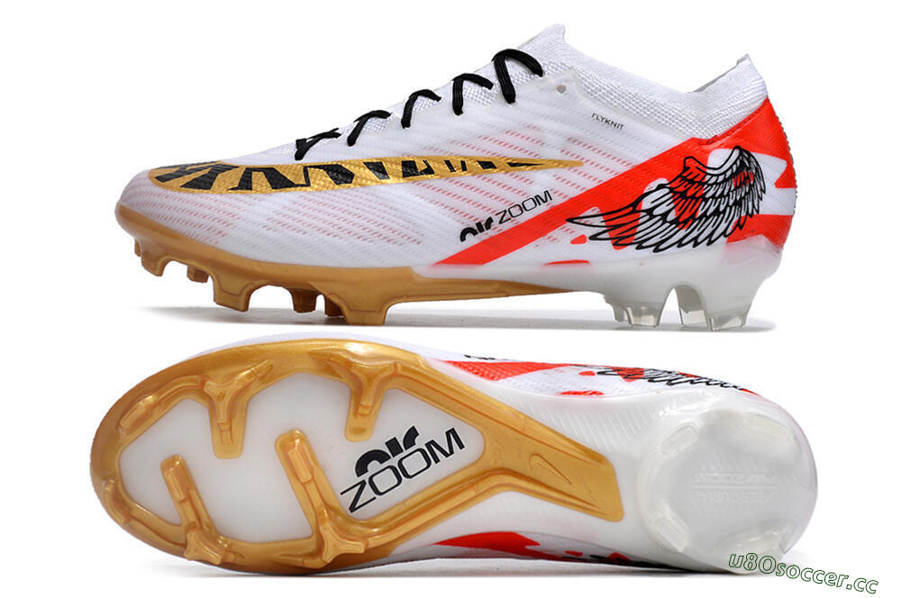 Unisex Nike Air Zoom Mercurial Vapor 15 Elite FG Firm Ground Low-Tops Football Boots - White/Gold/Black/Red 1