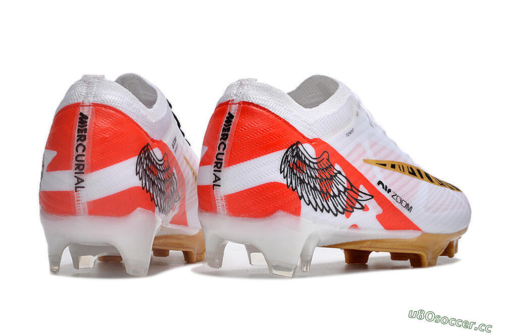 Unisex Nike Air Zoom Mercurial Vapor 15 Elite FG Firm Ground Low-Tops Football Boots - White/Gold/Black/Red 6