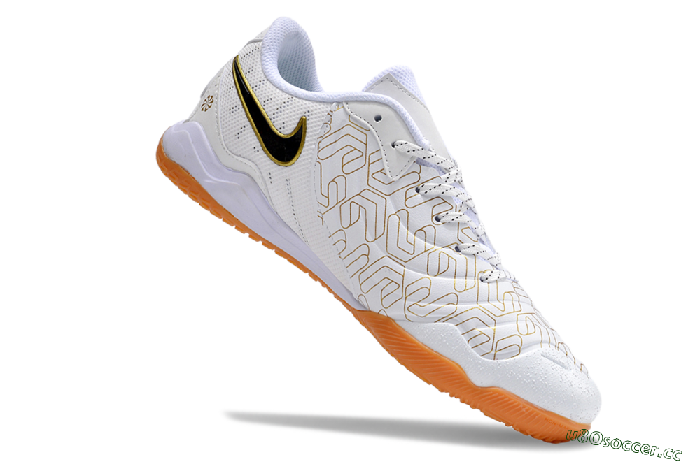 Men's Nike Tiempo Legend 10 Pro IC Indoor & Futsal Low-Tops Football Shoes - White/Gold/Black 4