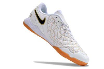 Men's Nike Tiempo Legend 10 Pro IC Indoor & Futsal Low-Tops Football Shoes - White/Gold/Black