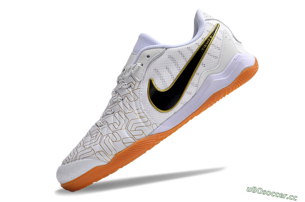 Men's Nike Tiempo Legend 10 Pro IC Indoor & Futsal Low-Tops Football Shoes - White/Gold/Black 5