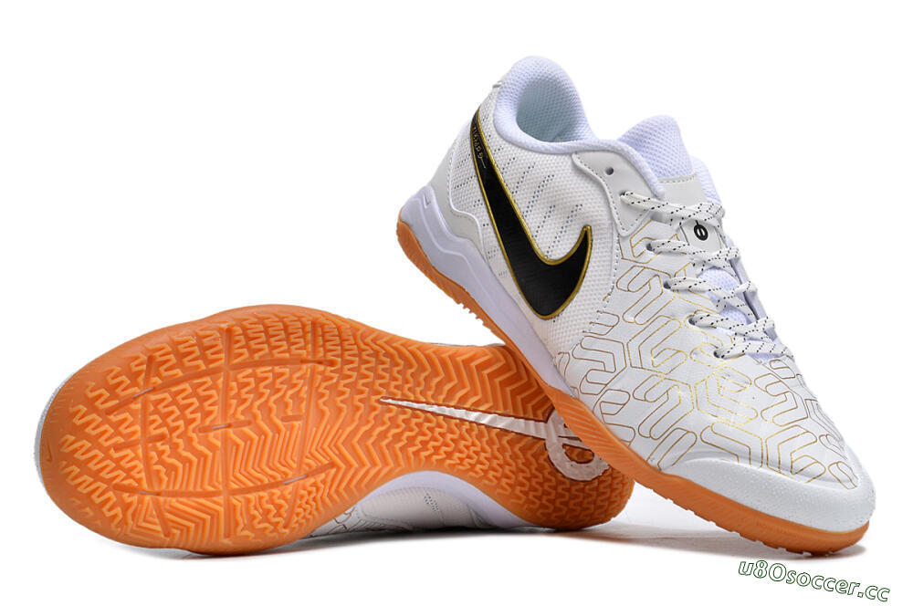 Men's Nike Tiempo Legend 10 Pro IC Indoor & Futsal Low-Tops Football Shoes - White/Gold/Black 1