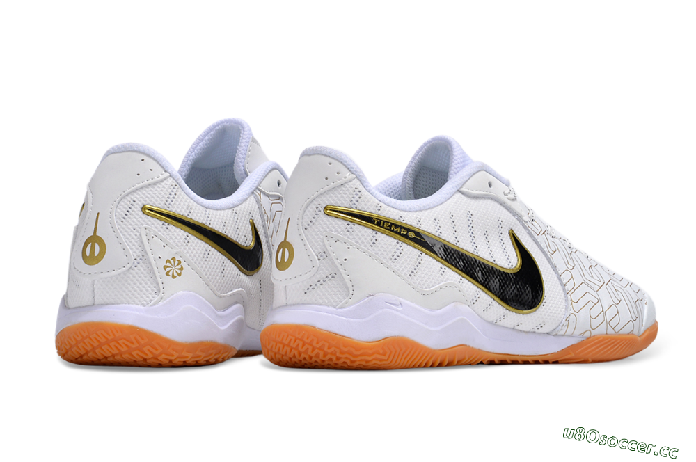 Men's Nike Tiempo Legend 10 Pro IC Indoor & Futsal Low-Tops Football Shoes - White/Gold/Black 6