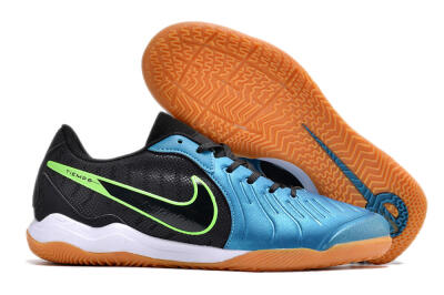 Men's Nike Tiempo Legend 10 Pro IC Indoor & Futsal Low-Tops Football Shoes - Blue/Black/Yellow