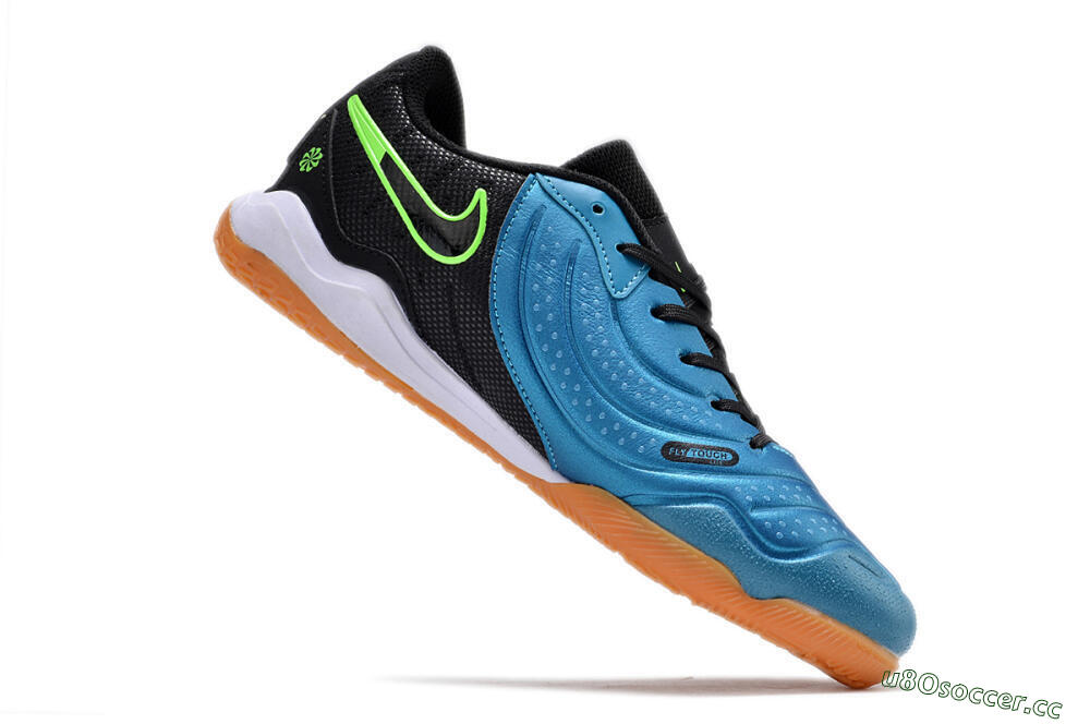 Men's Nike Tiempo Legend 10 Pro IC Indoor & Futsal Low-Tops Football Shoes - Blue/Black/Yellow 4