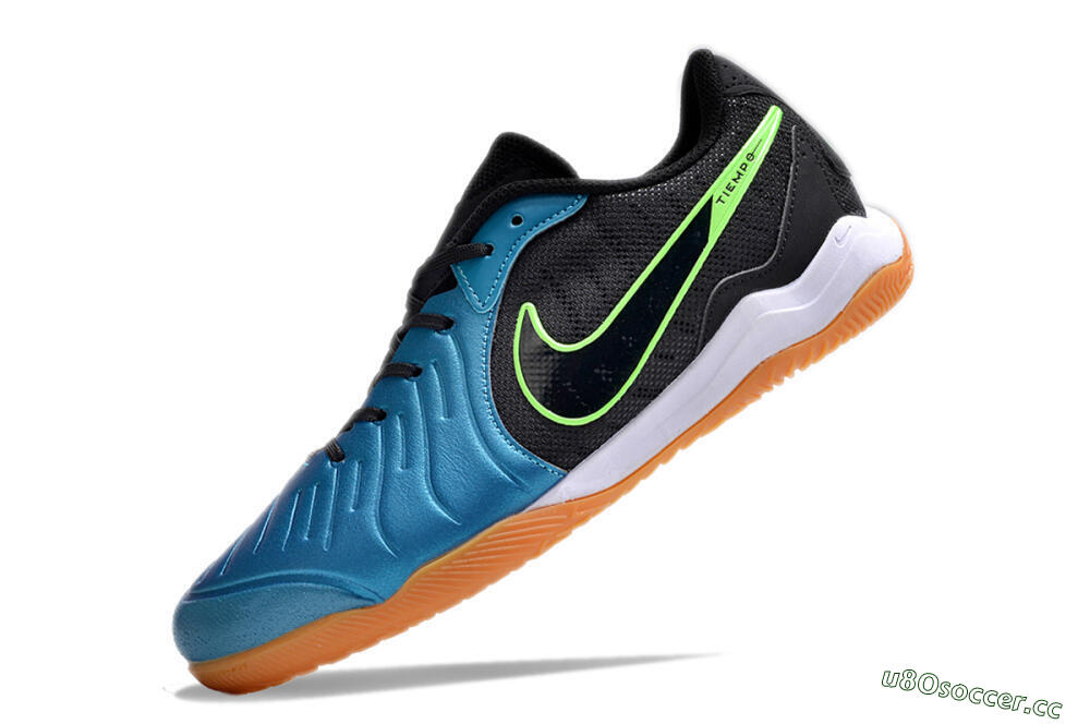 Men's Nike Tiempo Legend 10 Pro IC Indoor & Futsal Low-Tops Football Shoes - Blue/Black/Yellow 5