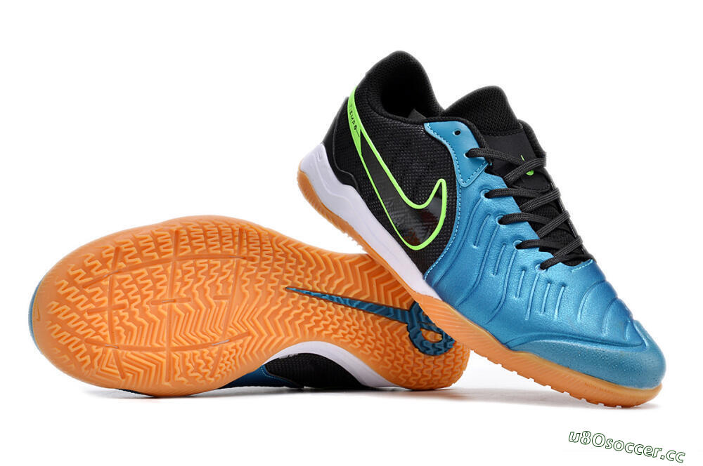 Men's Nike Tiempo Legend 10 Pro IC Indoor & Futsal Low-Tops Football Shoes - Blue/Black/Yellow 1