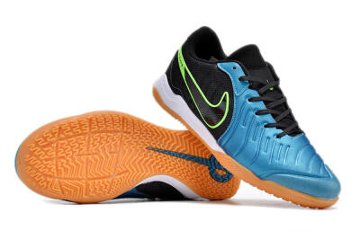 Men's Nike Tiempo Legend 10 Pro IC Indoor & Futsal Low-Tops Football Shoes - Blue/Black/Yellow