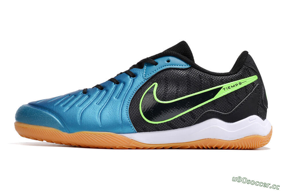 Men's Nike Tiempo Legend 10 Pro IC Indoor & Futsal Low-Tops Football Shoes - Blue/Black/Yellow 0