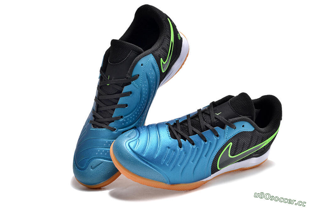 Men's Nike Tiempo Legend 10 Pro IC Indoor & Futsal Low-Tops Football Shoes - Blue/Black/Yellow 3