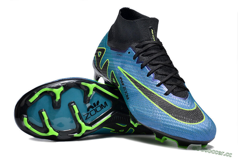 Unisex Nike Air Zoom Mercurial Superfly 9 Elite FG Firm Ground High-Tops Football Boots - Blue/Black/Yellow 1