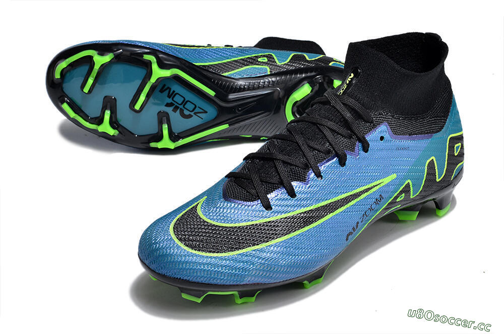 Unisex Nike Air Zoom Mercurial Superfly 9 Elite FG Firm Ground High-Tops Football Boots - Blue/Black/Yellow 3