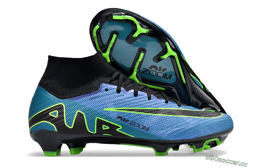 Unisex Nike Air Zoom Mercurial Superfly 9 Elite FG Firm Ground High-Tops Football Boots - Blue/Black/Yellow 2
