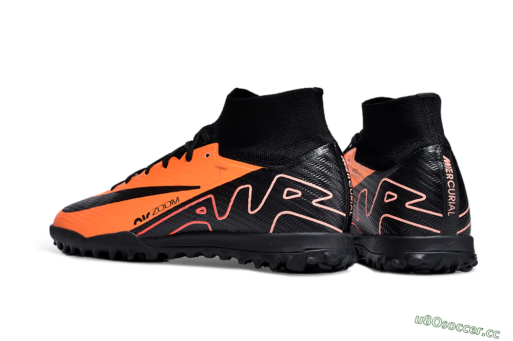Unisex Nike Air Zoom Mercurial Superfly 9 Elite TF Artificial Turf Low-Tops Football Shoes - Orange/Black 4