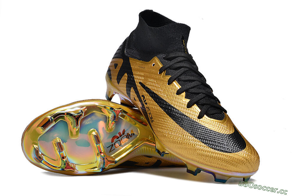 Unisex Nike Air Zoom Mercurial Superfly 9 Elite FG Firm Ground High-Tops Football Boots - Gold/Black 1