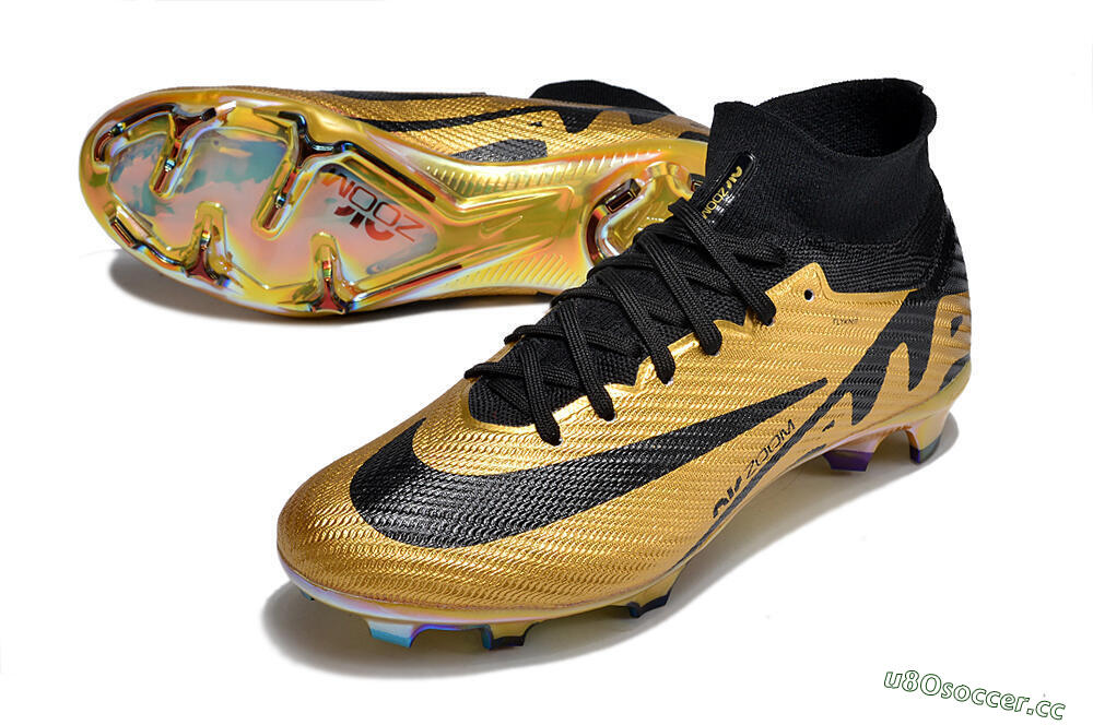 Unisex Nike Air Zoom Mercurial Superfly 9 Elite FG Firm Ground High-Tops Football Boots - Gold/Black 3