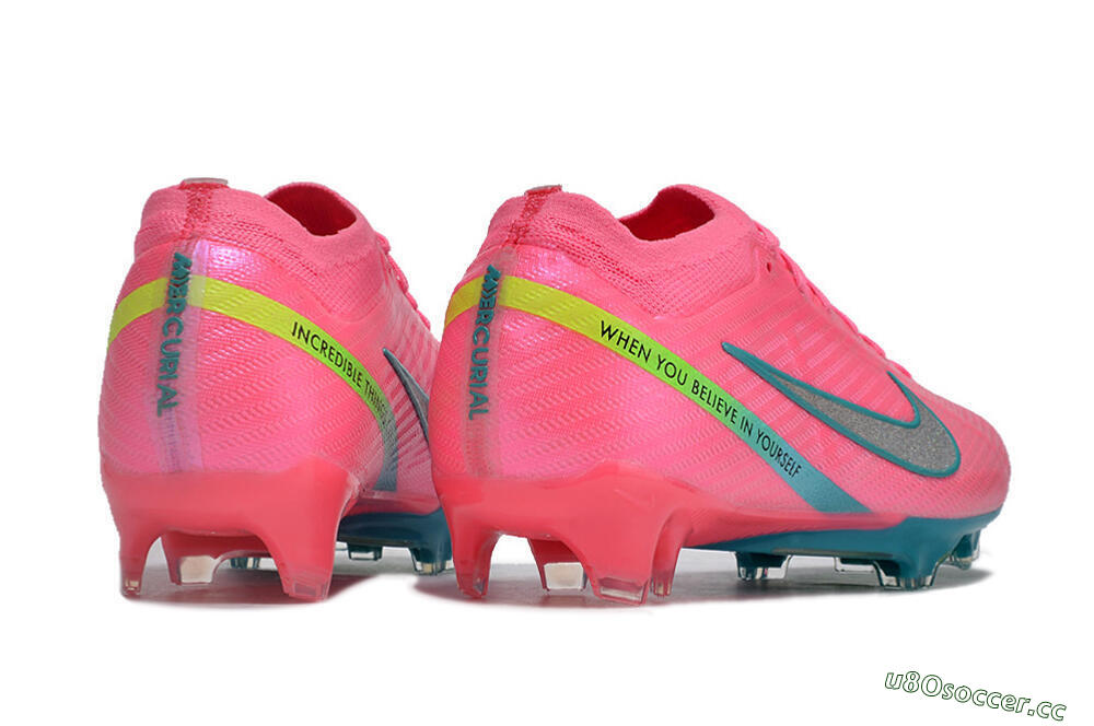 Men's Nike Air Zoom Mercurial Vapor 15 Elite FG Firm Ground Low-Tops Football Boots - Pink/Silver/Blue/Yellow 6