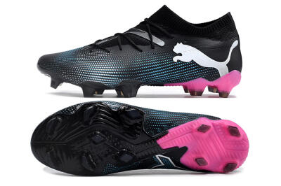 Men's Puma Future Ultimate FG Firm Ground Low-Tops Football Boots - Black/Blue/White/Pink