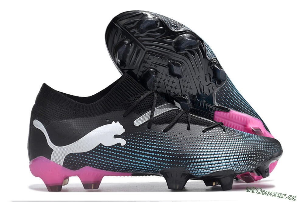 Men's Puma Future Ultimate FG Firm Ground Low-Tops Football Boots - Black/Blue/White/Pink 2