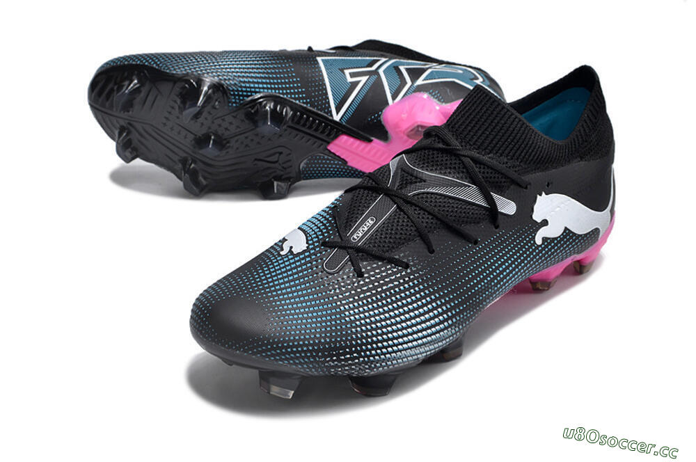Men's Puma Future Ultimate FG Firm Ground Low-Tops Football Boots - Black/Blue/White/Pink 3