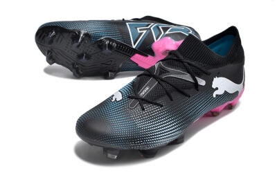 Men's Puma Future Ultimate FG Firm Ground Low-Tops Football Boots - Black/Blue/White/Pink