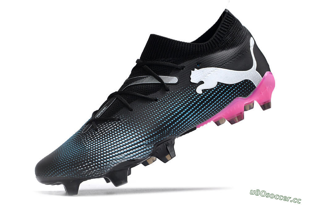 Men's Puma Future Ultimate FG Firm Ground Low-Tops Football Boots - Black/Blue/White/Pink 5