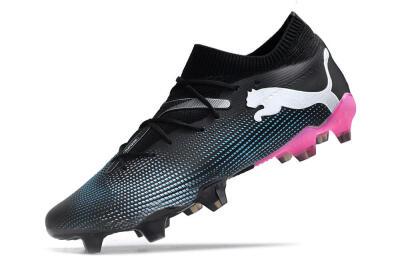 Men's Puma Future Ultimate FG Firm Ground Low-Tops Football Boots - Black/Blue/White/Pink