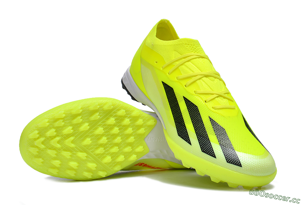 Men's Adidas X 23 Crazyfast.1 TF Artificial Turf Low-Tops Football Shoes - Yellow/Black/White 3