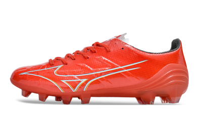 Men's Mizuno Morelia Alpha Made in Japan FG Firm Ground Low-Tops Football Boots - Red/White/Blue/Yellow