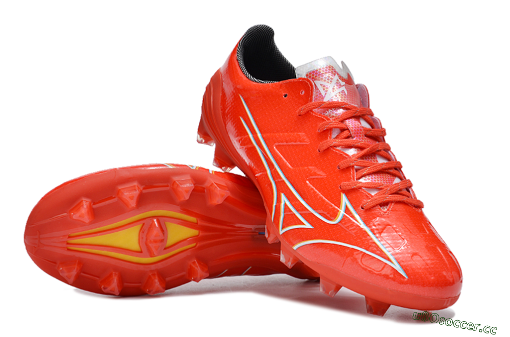 Men's Mizuno Morelia Alpha Made in Japan FG Firm Ground Low-Tops Football Boots - Red/White/Blue/Yellow 3