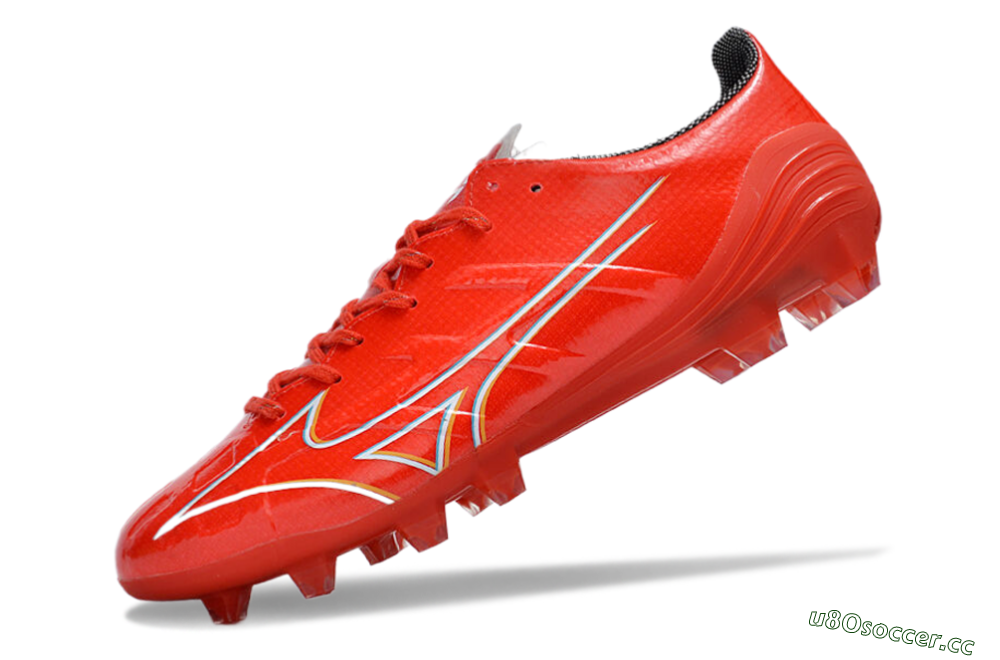 Men's Mizuno Morelia Alpha Made in Japan FG Firm Ground Low-Tops Football Boots - Red/White/Blue/Yellow 5