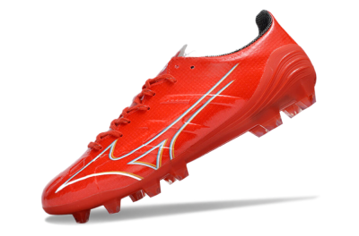 Men's Mizuno Morelia Alpha Made in Japan FG Firm Ground Low-Tops Football Boots - Red/White/Blue/Yellow