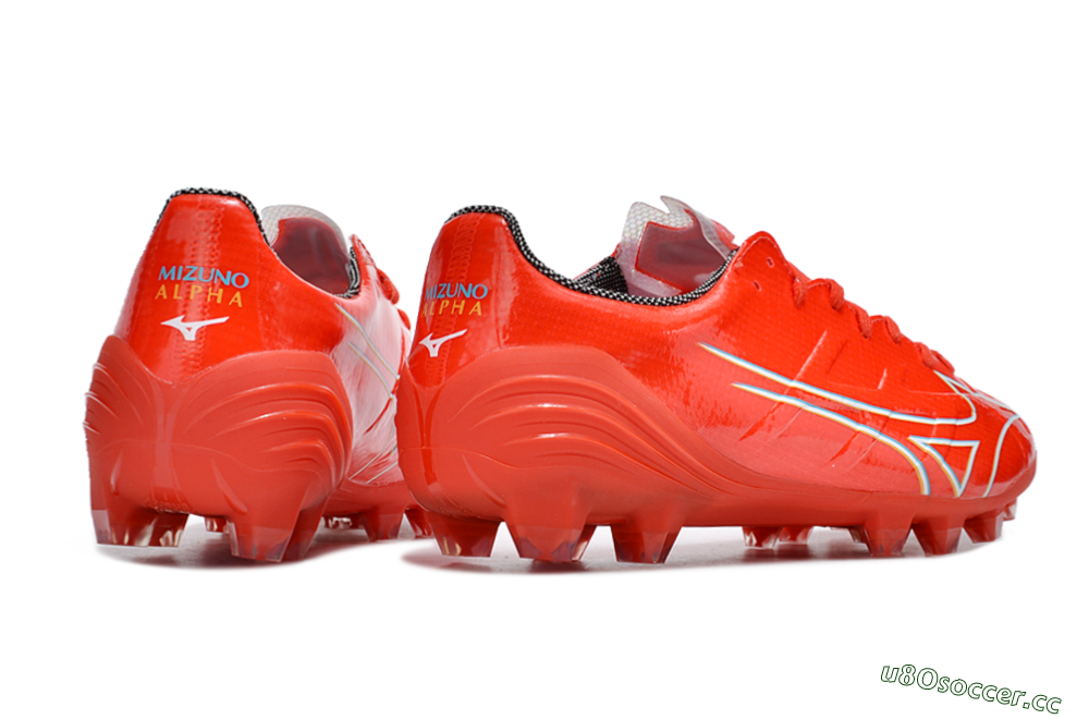 Men's Mizuno Morelia Alpha Made in Japan FG Firm Ground Low-Tops Football Boots - Red/White/Blue/Yellow 6