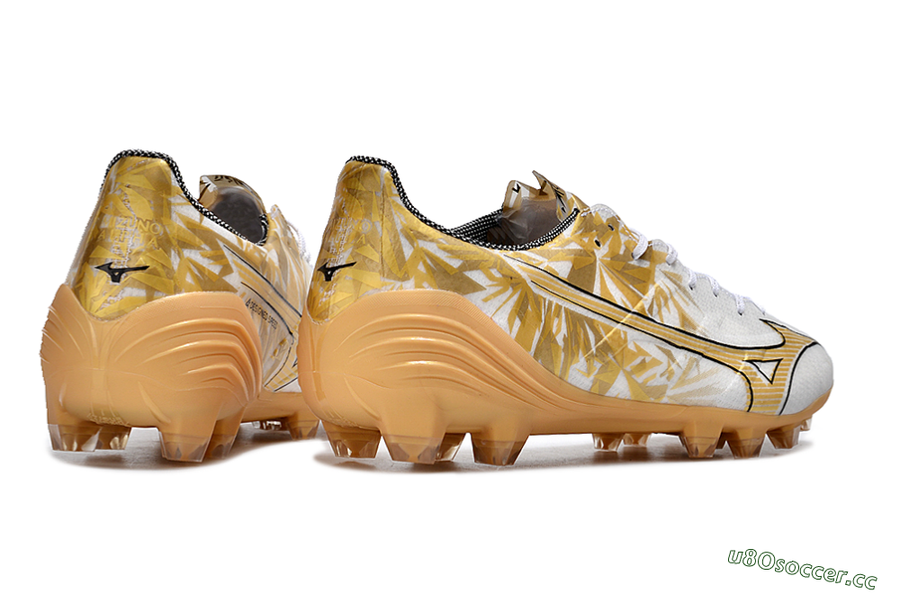 Men's Mizuno Morelia Alpha Made in Japan FG Firm Ground Low-Tops Football Boots - White/Gold/Black 6