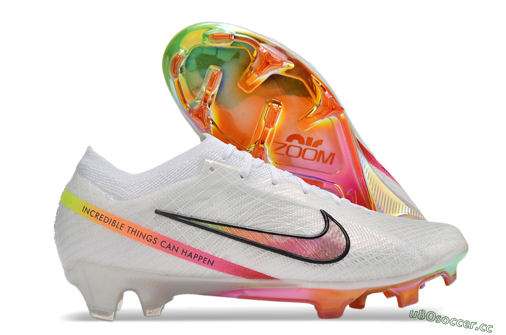 Unisex Nike Air Zoom Mercurial Vapor 15 Elite FG Firm Ground Low-Tops Football Boots - White/Pink/Black/Yellow/Gold 2