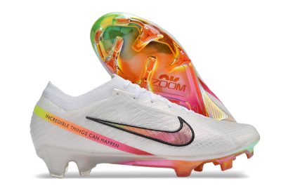 Unisex Nike Air Zoom Mercurial Vapor 15 Elite FG Firm Ground Low-Tops Football Boots - White/Pink/Black/Yellow/Gold