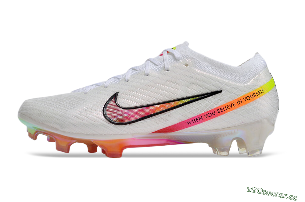 Unisex Nike Air Zoom Mercurial Vapor 15 Elite FG Firm Ground Low-Tops Football Boots - White/Pink/Black/Yellow/Gold 0