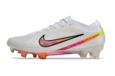 Unisex Nike Air Zoom Mercurial Vapor 15 Elite FG Firm Ground Low-Tops Football Boots - White/Pink/Black/Yellow/Gold