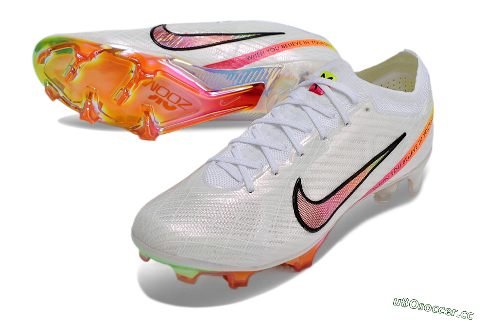 Unisex Nike Air Zoom Mercurial Vapor 15 Elite FG Firm Ground Low-Tops Football Boots - White/Pink/Black/Yellow/Gold 3