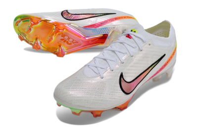Unisex Nike Air Zoom Mercurial Vapor 15 Elite FG Firm Ground Low-Tops Football Boots - White/Pink/Black/Yellow/Gold