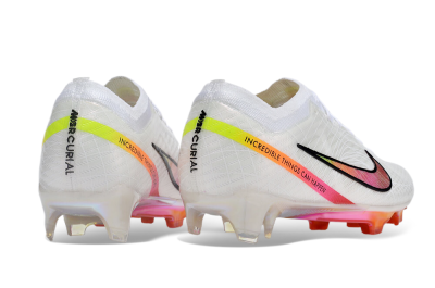 Unisex Nike Air Zoom Mercurial Vapor 15 Elite FG Firm Ground Low-Tops Football Boots - White/Pink/Black/Yellow/Gold