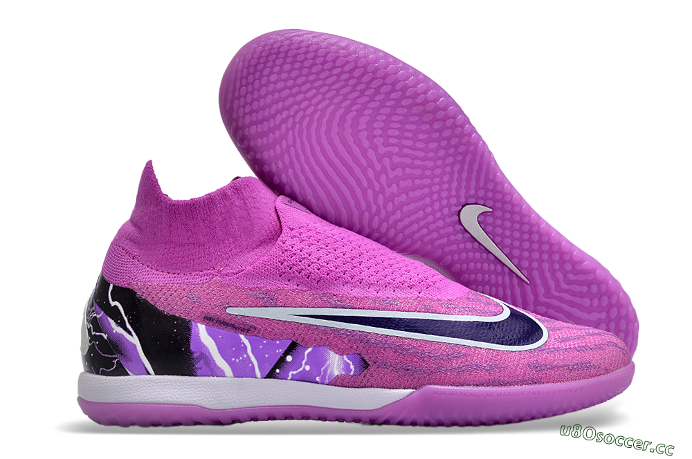 Men's Nike Phantom GX Elite DF Link IC Indoor & Futsal High-Tops Football Shoes - Purple/Black/White 2